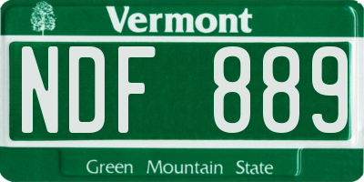VT license plate NDF889