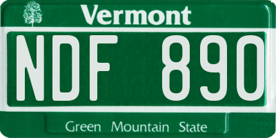 VT license plate NDF890