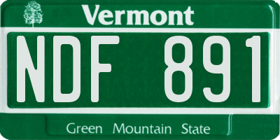 VT license plate NDF891