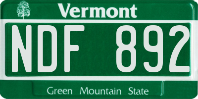 VT license plate NDF892