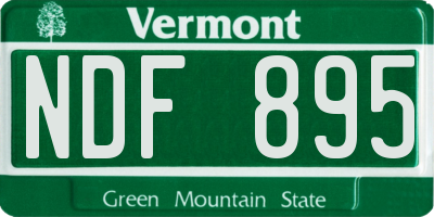 VT license plate NDF895