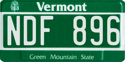 VT license plate NDF896