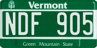 VT license plate NDF905