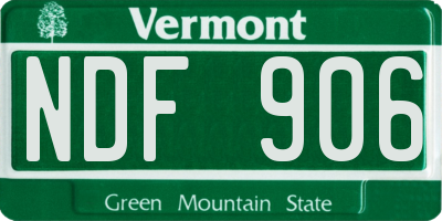 VT license plate NDF906
