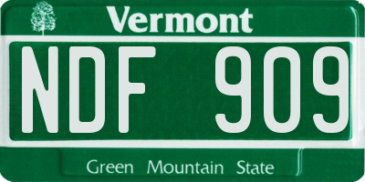 VT license plate NDF909