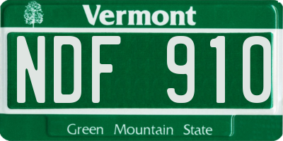 VT license plate NDF910