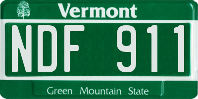 VT license plate NDF911