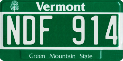 VT license plate NDF914