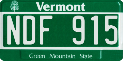 VT license plate NDF915