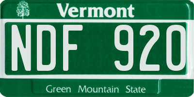VT license plate NDF920