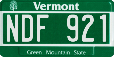 VT license plate NDF921