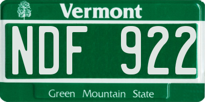 VT license plate NDF922