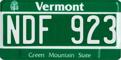 VT license plate NDF923