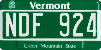 VT license plate NDF924