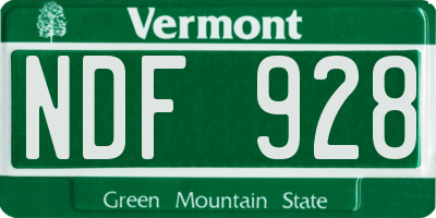VT license plate NDF928