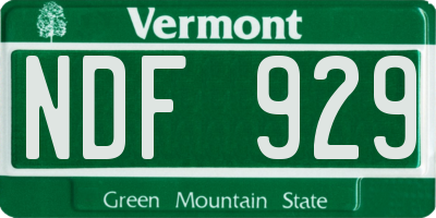 VT license plate NDF929