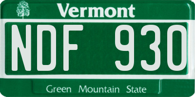 VT license plate NDF930
