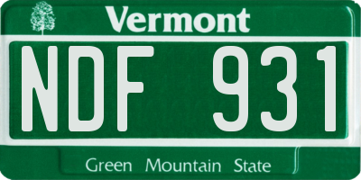 VT license plate NDF931