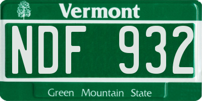 VT license plate NDF932