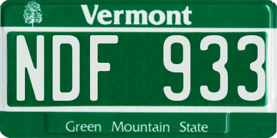 VT license plate NDF933