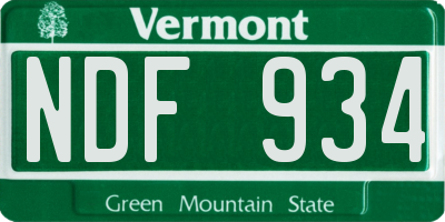 VT license plate NDF934