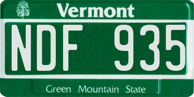 VT license plate NDF935