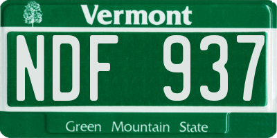 VT license plate NDF937