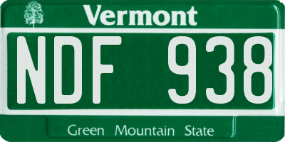 VT license plate NDF938