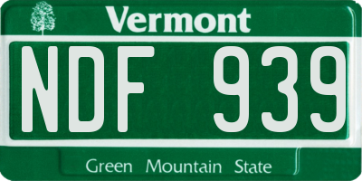 VT license plate NDF939