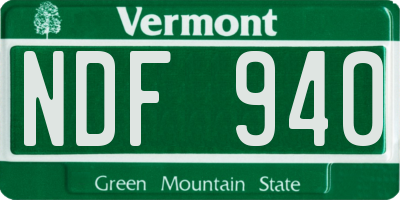 VT license plate NDF940