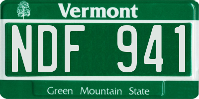 VT license plate NDF941