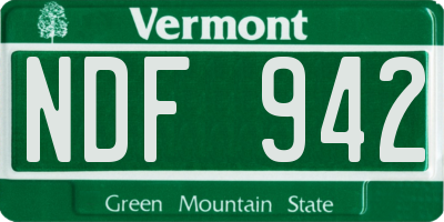 VT license plate NDF942