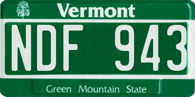 VT license plate NDF943