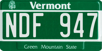 VT license plate NDF947