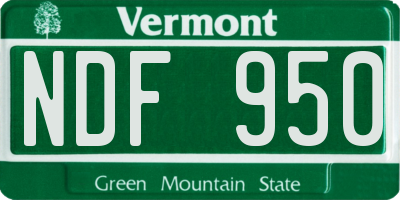 VT license plate NDF950