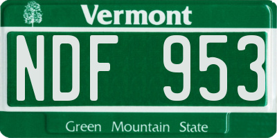 VT license plate NDF953