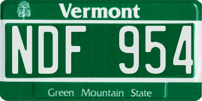 VT license plate NDF954