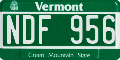 VT license plate NDF956