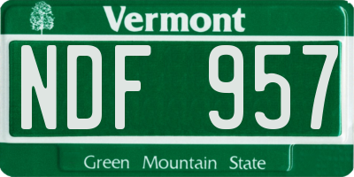 VT license plate NDF957