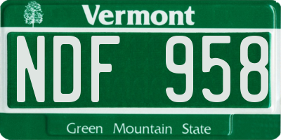 VT license plate NDF958
