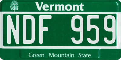 VT license plate NDF959