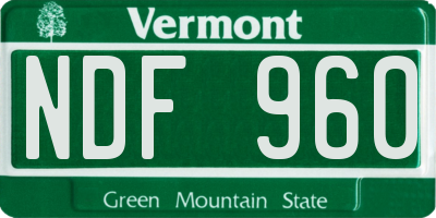 VT license plate NDF960