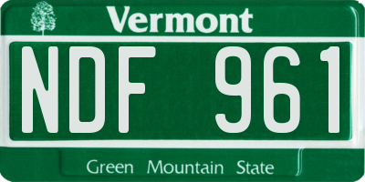 VT license plate NDF961