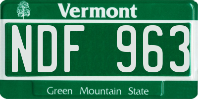 VT license plate NDF963