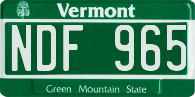VT license plate NDF965