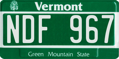 VT license plate NDF967