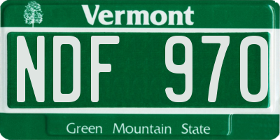 VT license plate NDF970