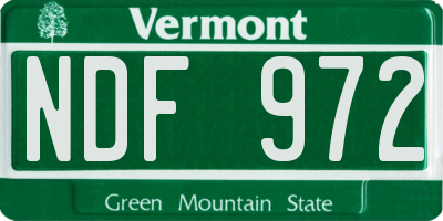 VT license plate NDF972