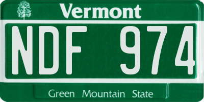 VT license plate NDF974