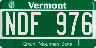 VT license plate NDF976